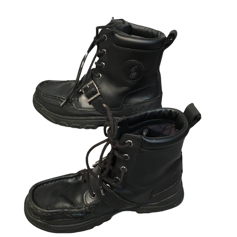 Polo Black Combat Rider Boots by Ralph Lauren